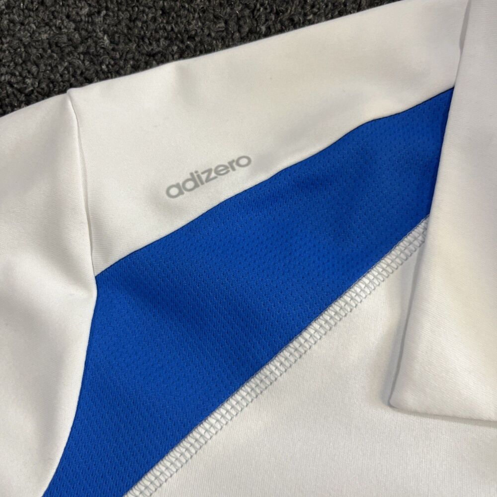 Adidas Golf Adizero Mens Large White Blue Short Sleeve Polo Shirt Z70815 - Picture 3 of 12